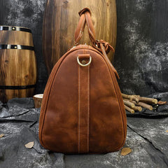 Cool Brown Leather Mens Weekender Bag Dark Coffee Travel Duffle Bag for Men - iwalletsmen