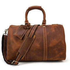 Cool Brown Leather Mens Weekender Bag Dark Coffee Travel Duffle Bag for Men - iwalletsmen