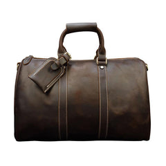 Cool Brown Leather Mens Weekender Bag Dark Coffee Travel Duffle Bag for Men - iwalletsmen
