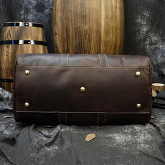 Cool Brown Leather Mens Weekender Bag Dark Coffee Travel Duffle Bag for Men - iwalletsmen