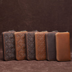 Brown Mens Leather Cards Long Wallets Lot of Cards Zipper Long Wallet Cards Wallet for Men - iwalletsmen