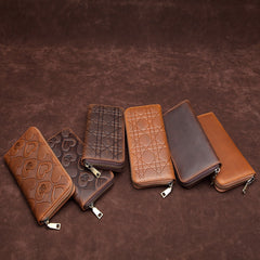 Brown Mens Leather Cards Long Wallets Lot of Cards Zipper Long Wallet Cards Wallet for Men - iwalletsmen