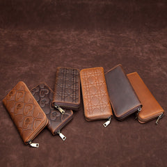 Brown Mens Leather Cards Long Wallets Lot of Cards Zipper Long Wallet Cards Wallet for Men - iwalletsmen