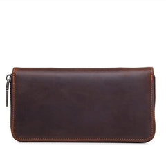 Brown Mens Leather Cards Long Wallets Lot of Cards Zipper Long Wallet Cards Wallet for Men - iwalletsmen