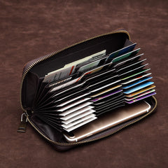 Brown Mens Leather Cards Long Wallets Lot of Cards Zipper Long Wallet Cards Wallet for Men - iwalletsmen