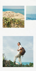 Waxed Canvas Leather Mens Large Backpack Canvas Travel Backpack Barrel Travel Backpacks for Men - iwalletsmen