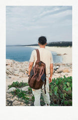 Waxed Canvas Leather Mens Large Backpack Canvas Travel Backpack Barrel Travel Backpacks for Men - iwalletsmen