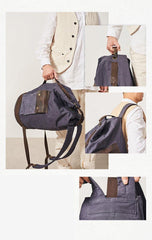 Waxed Canvas Leather Mens Large Backpack Canvas Travel Backpack Barrel Travel Backpacks for Men - iwalletsmen