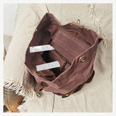 Waxed Canvas Leather Mens Large Backpack Canvas Travel Backpack Barrel Travel Backpacks for Men - iwalletsmen