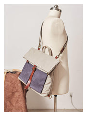Canvas Leather Convertible Backpack Messenger Bag Satchel Backpack Mens Canvas Messenger Backpack for Men - iwalletsmen