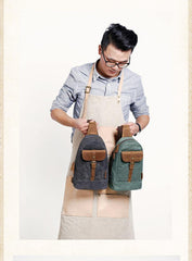 Canvas Leather Mens Sling Backpack Black Chest Bag Sling Pack Sling Bag For Men - iwalletsmen