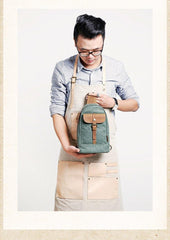 Canvas Leather Mens Sling Backpack Black Chest Bag Sling Pack Sling Bag For Men - iwalletsmen
