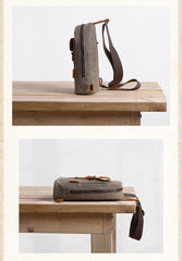 Canvas Leather Mens Sling Backpack Black Chest Bag Sling Pack Sling Bag For Men - iwalletsmen