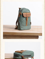 Canvas Leather Mens Sling Backpack Black Chest Bag Sling Pack Sling Bag For Men - iwalletsmen