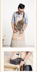 Canvas Leather Mens Sling Backpack Black Chest Bag Sling Pack Sling Bag For Men - iwalletsmen