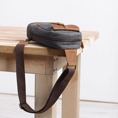 Canvas Leather Mens Sling Backpack Black Chest Bag Sling Pack Sling Bag For Men - iwalletsmen