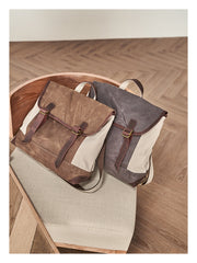 Fashion Canvas Leather Mens 14'' Satchel Messenger Bags Courier Bag College Postman Bag for Men - iwalletsmen