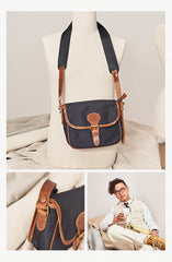 Vintage Black Nylon Leather Mens Small Messenger Bag Courier Bag Postman Bag for Men - iwalletsmen