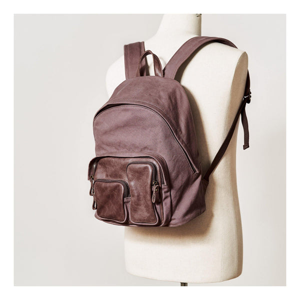 Cool Red Canvas Leather Mens Womens Backpack Canvas Brown Travel Canvas Backpack School Backpack for Women - iwalletsmen