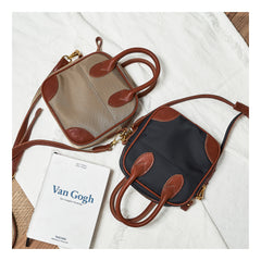 Fashion Nylon Leather Mens Womens Black Small Square Side Bag Messenger Bags Small Handbag for Men Women - iwalletsmen