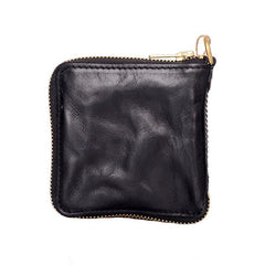 Cool Black Leather Mens billfold Biker Chain Wallet Coffee Bifold Zipper Biker Chain Wallet For Men - iwalletsmen