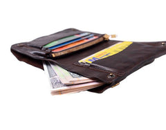 Cool Coffee Leather Mens Vertical Bifold Small Wallet Front Pocket Bifold billfold Wallet For Men - iwalletsmen
