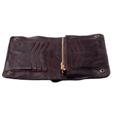 Cool Coffee Leather Mens Vertical Bifold Small Wallet Front Pocket Bifold billfold Wallet For Men - iwalletsmen