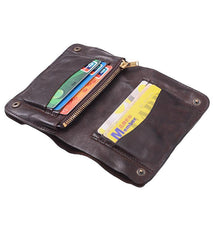 Cool Coffee Leather Mens Vertical Bifold Small Wallet Front Pocket Bifold billfold Wallet For Men - iwalletsmen
