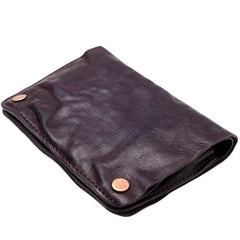 Cool Coffee Leather Mens Vertical Bifold Small Wallet Front Pocket Bifold billfold Wallet For Men - iwalletsmen
