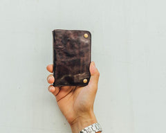 Cool Coffee Leather Mens Vertical Bifold Small Wallet Front Pocket Bifold billfold Wallet For Men - iwalletsmen