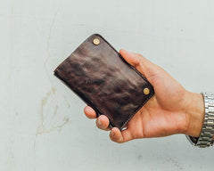 Cool Coffee Leather Mens Vertical Bifold Small Wallet Front Pocket Bifold billfold Wallet For Men - iwalletsmen