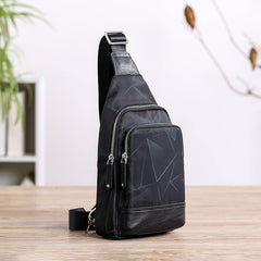 Cool Black Blue Nylon Men's Sling Bag Waterproof Chest Bag Canvas One shoulder Backpack Sling Pack For Men - iwalletsmen