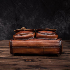 Cool Brown Leather Vertical Messenger Bag Men's Brown Side Bag Shoulder Bag Courier Bag For Men - iwalletsmen