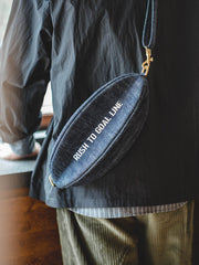 Cool Denim Men's American Football Sling Bag Sling Backpack Unique Sling Crossbody Pack For Men