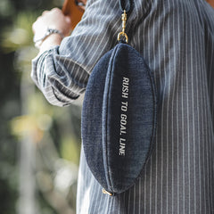 Cool Denim Men's American Football Sling Bag Sling Backpack Unique Sling Crossbody Pack For Men