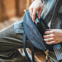 Cool Denim Men's American Football Sling Bag Sling Backpack Unique Sling Crossbody Pack For Men