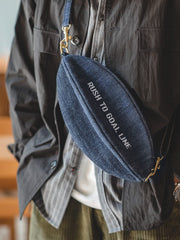 Cool Denim Men's American Football Sling Bag Sling Backpack Unique Sling Crossbody Pack For Men