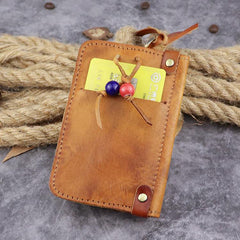 Brown Leather Key Case Key Wallet Men's Dark Coffee Key Holder Red Card Holder For Men - iwalletsmen