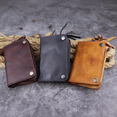 Brown Leather Key Case Key Wallet Men's Dark Coffee Key Holder Red Card Holder For Men - iwalletsmen