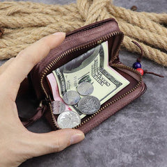 Brown Leather Key Case Key Wallet Men's Dark Coffee Key Holder Red Card Holder For Men - iwalletsmen