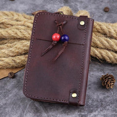 Brown Leather Key Case Key Wallet Men's Dark Coffee Key Holder Red Card Holder For Men - iwalletsmen