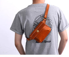 Cool Handmade Brown Leather Men Fanny Pack Hip Bag Bum Pack Waist Bag Chest Bag For Men - iwalletsmen