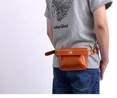 Cool Handmade Brown Leather Men Fanny Pack Hip Bag Bum Pack Waist Bag Chest Bag For Men - iwalletsmen