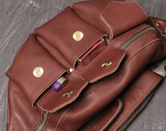 Cool Large Leather Fanny Pack Belt Bag Mens Hip Pack Coffee Waist Bag Sling Bags For Men