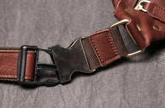 Cool Large Leather Fanny Pack Belt Bag Mens Hip Pack Coffee Waist Bag Sling Bags For Men