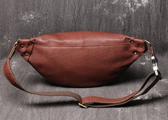 Cool Large Leather Fanny Pack Belt Bag Mens Hip Pack Coffee Waist Bag Sling Bags For Men