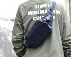 Cool Leather Black Fanny Pack Men's Black Chest Bag Hip Bag Fanny Bag Waist Bag For Men - iwalletsmen
