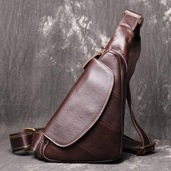 Cool Leather Black Sling Bag Men's Small Sling Pack Coffee Sling Backpack Small Courier Bag For Men - iwalletsmen