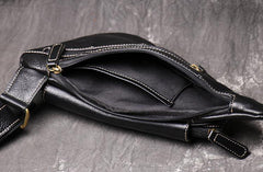 Cool Leather Black Sling Bag Men's Small Sling Pack Coffee Sling Backpack Small Courier Bag For Men - iwalletsmen
