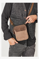 Cool Canvas Mens Mini Side Bag Small Vertical Messenger Bags Courier Bag for Men - iwalletsmen